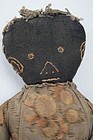Black cloth boy doll embroidered face all original clothes antique