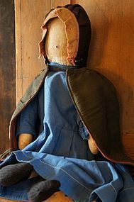 Big impressive antique Amish doll with great clothes 22"