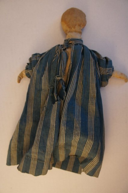 Sweet stump baby antique cloth doll blue calico dress