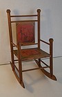 19th C. doll rocking chair lithograph back seat original antique
