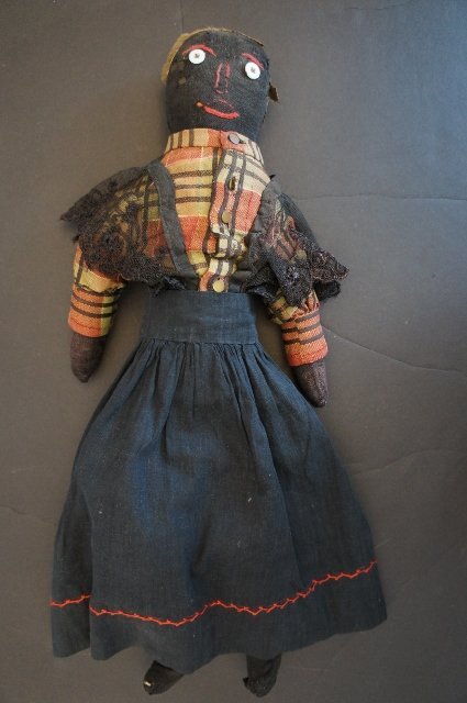 19th C. Black cloth doll with original clothes antique