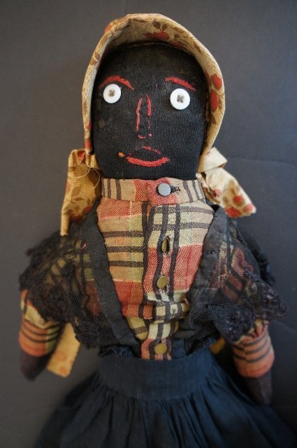 19th C. Black cloth doll with original clothes antique