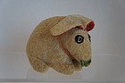 19th C. flannel toy rabbit with lettuce all original 6" antique