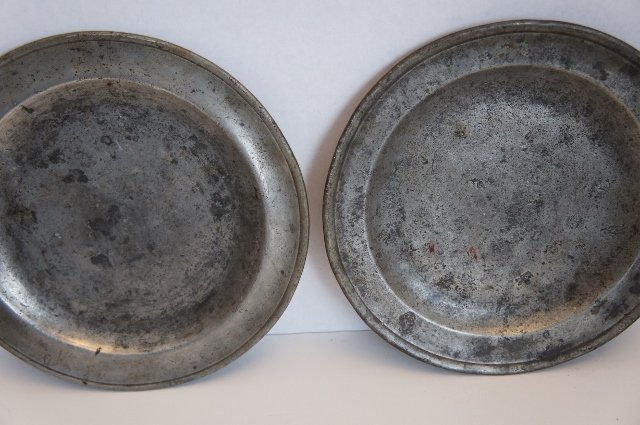 Pair of 8 1/4&quot; antique pewter places out of a NH house  1820
