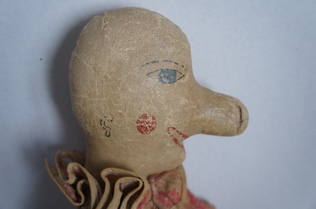 A 19th c Punch as in Punch and Judy orig. clothes leather face