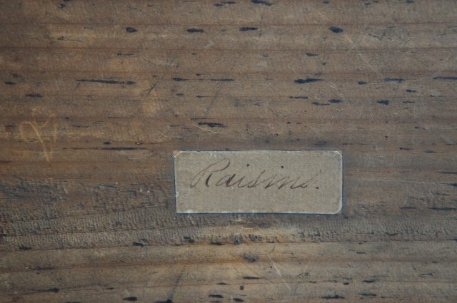 Antique pantry box with Raisin label 1830-40
