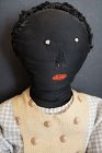 Early Black cloth doll embroidered face great body as found 23"