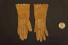 Tiny 19th C tan gloves for a little girl antique early in 1909 box