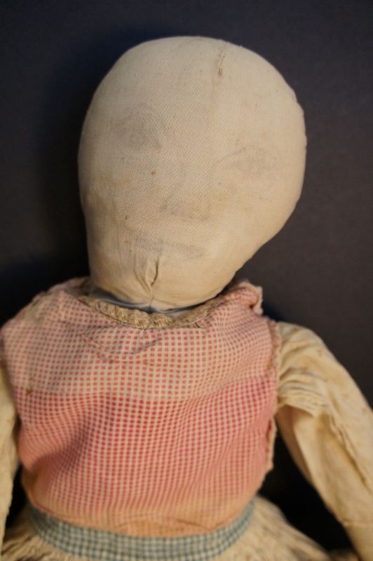 26&quot; antique pencil face cloth doll with great clothes