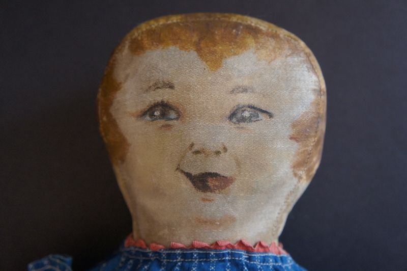 Laughing eyes character cloth doll 19&quot; antique