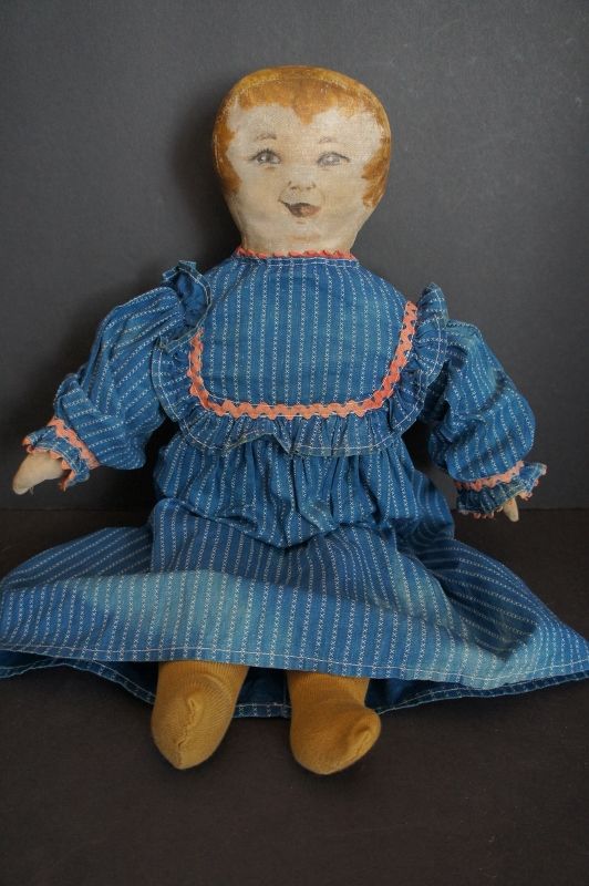 Laughing eyes character cloth doll 19&quot; antique