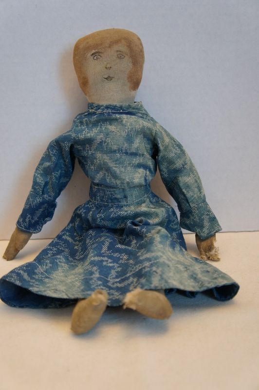 Wooden hand carved doll with original paint antique 10 1/2 (item #1359450)