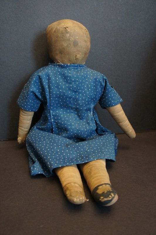 1900 Mother's Congress doll 18&quot; with blue calico dress