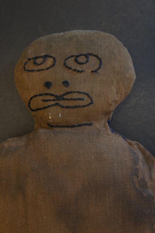 Black doll toy with great face C. 1900