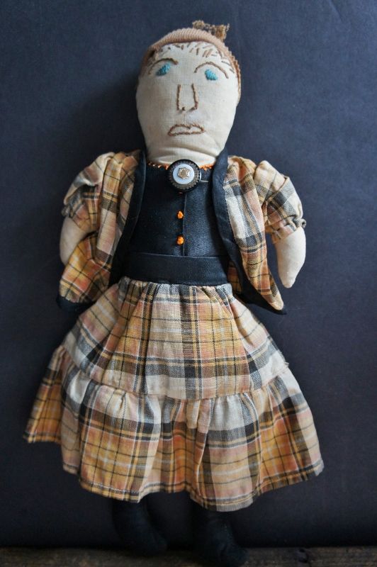 Tooty is 11&quot; tall with an embroidered face and sewn on clothes C.1930