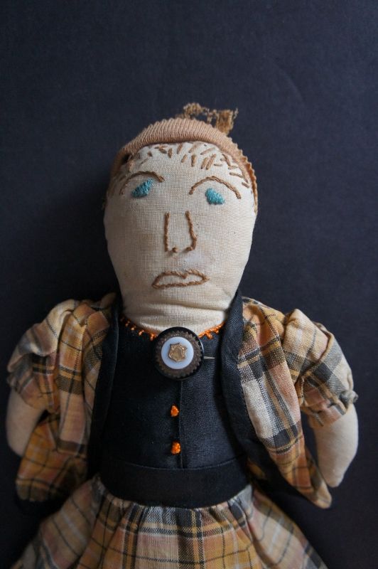 Tooty is 11&quot; tall with an embroidered face and sewn on clothes C.1930