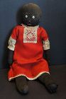 A precious stockinette black doll as found rag stuffed 16"