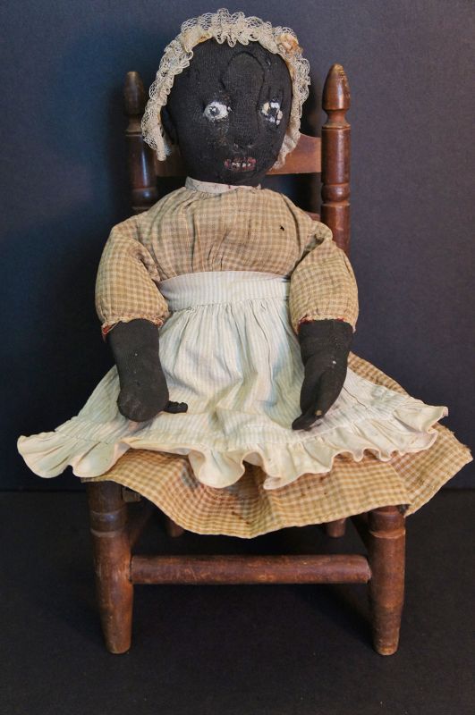 Very nice little 13&quot; stockinette black doll great face great clothes