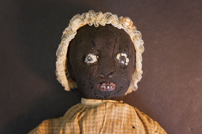 Very nice little 13&quot; stockinette black doll great face great clothes