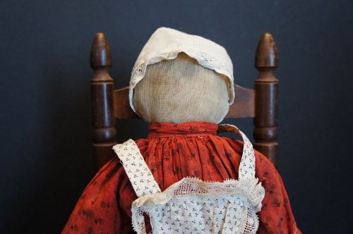 Sweet simple face rag doll with funny little hands 12" C. 1890