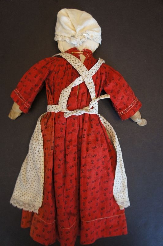 Sweet simple face rag doll with funny little hands 12&quot; C. 1890