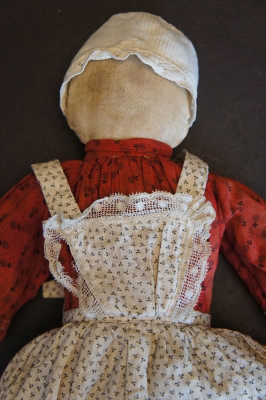 Sweet simple face rag doll with funny little hands 12&quot; C. 1890