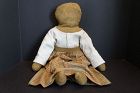 Late 1800's plain and simple rag stuffed black doll 22"