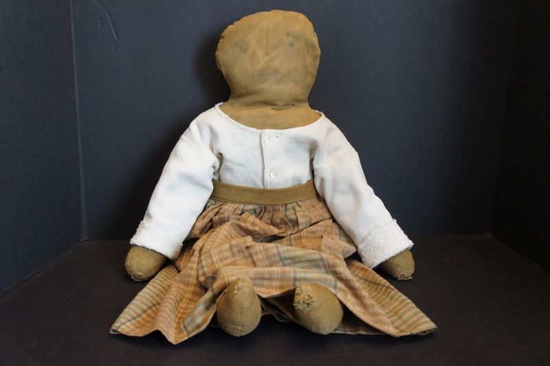 Late 1800's plain and simple rag stuffed black doll 22&quot;