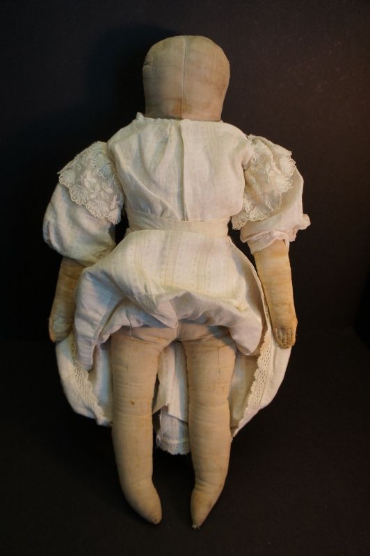 Antique cloth doll with a face you won't remember 21&quot; tall circa1880