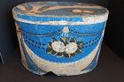 Very large blue wallpaper box from NH 18"x15"x11" Circa 1840-50