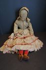 Pencil face antique cloth doll with outstanding clothes 25"