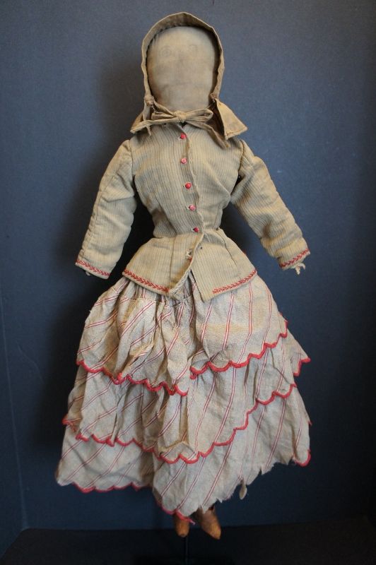 Pencil face antique cloth doll with outstanding clothes 25&quot;