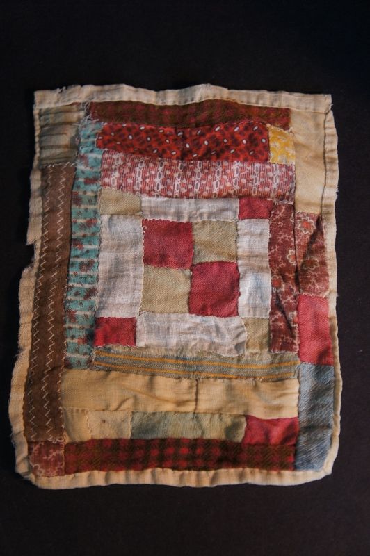 6&quot; by 8&quot; wonderful early doll quilt paper thin all hand sewn C.1870