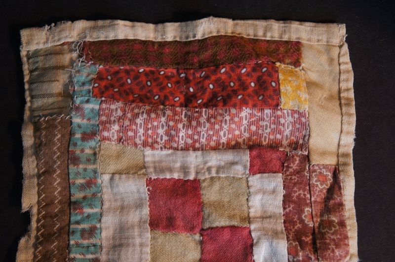 6&quot; by 8&quot; wonderful early doll quilt paper thin all hand sewn C.1870