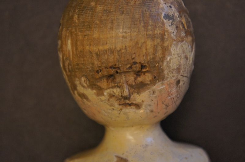 Wooden doll fragment with some original paint Circa 1790-18120