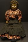 28" heavy antique black cloth doll with great face C1880-90
