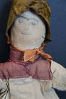 Wonderful early pencil face stump doll in orig clothes