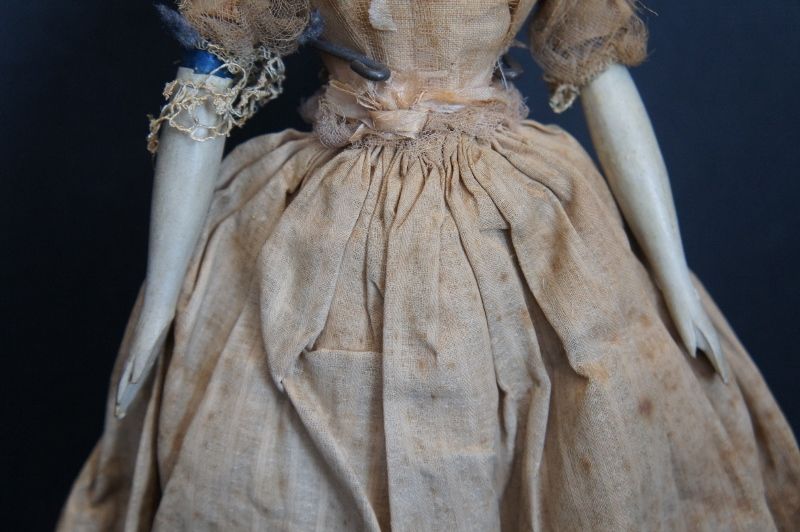 Milliner model doll all original paper mache head wood arms legs 10&quot;