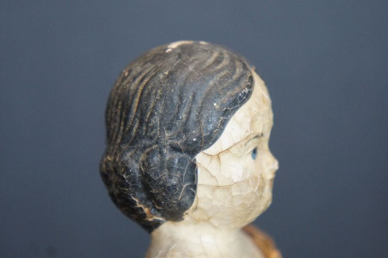 Milliner model doll all original paper mache head wood arms legs 10&quot;