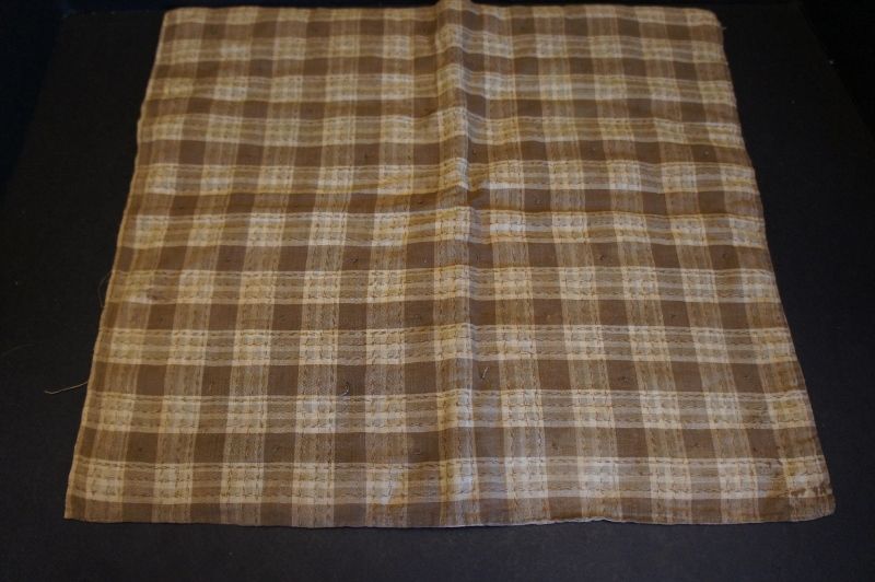 15&quot; by 17&quot; brown cotton doll coverlet with tied quilting