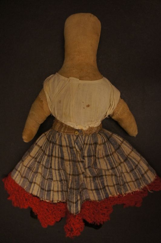 14&quot; pencil face cloth doll antique great skirt