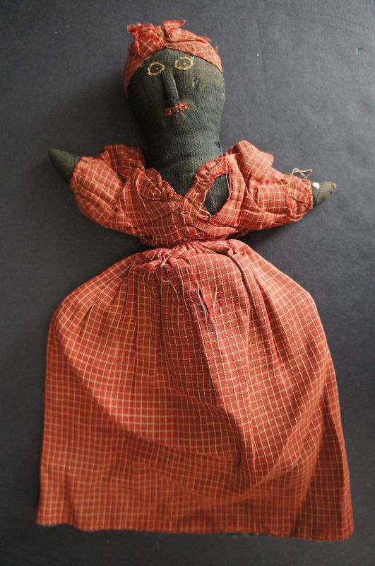 1880 topsy turvy doll with embroidered faces and raised noses  11&quot;