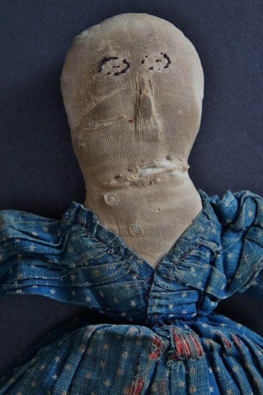 1880 topsy turvy doll with embroidered faces and raised noses  11&quot;
