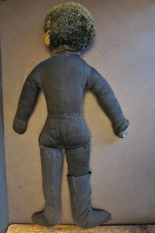 20&quot; stockinette black doll great face from a collection in Maine 1870