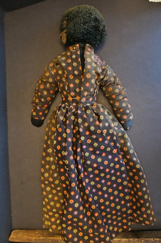 20&quot; stockinette black doll great face from a collection in Maine 1870