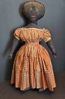 Early black cloth doll with great face and clothes 1870-80