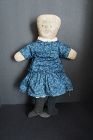 20" funny little flannel doll rag stuffed and pencil face C1890
