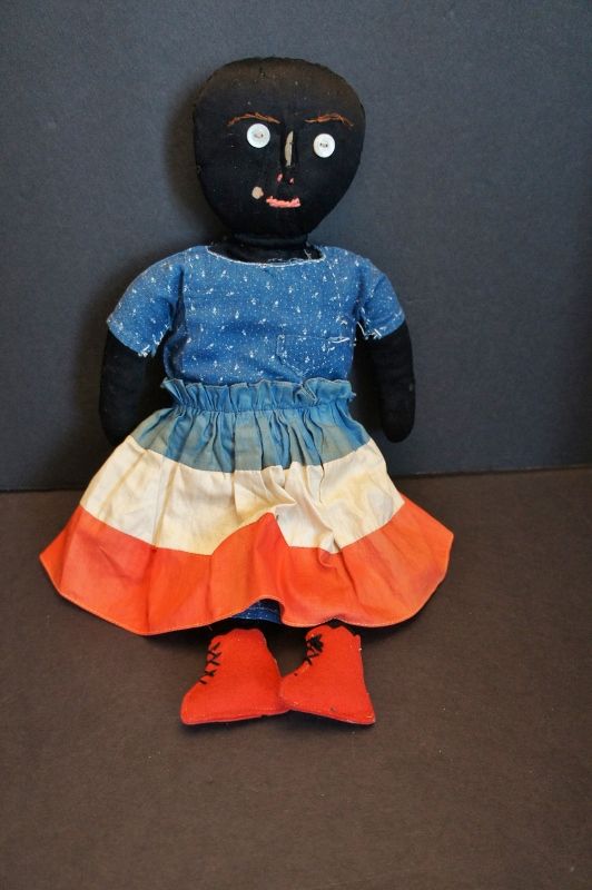 16&quot; patriotic black doll with sweet little face C. 1890