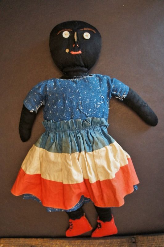 16&quot; patriotic black doll with sweet little face C. 1890