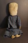 Big well loved primitive cloth doll a faint pencil face Jimmie Cramer